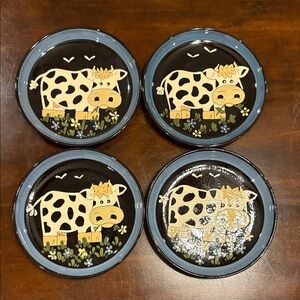 Vintage Swiss Rheinfelden Handarbeit Cow Plate Hand Painted Folk Art Wall Decor